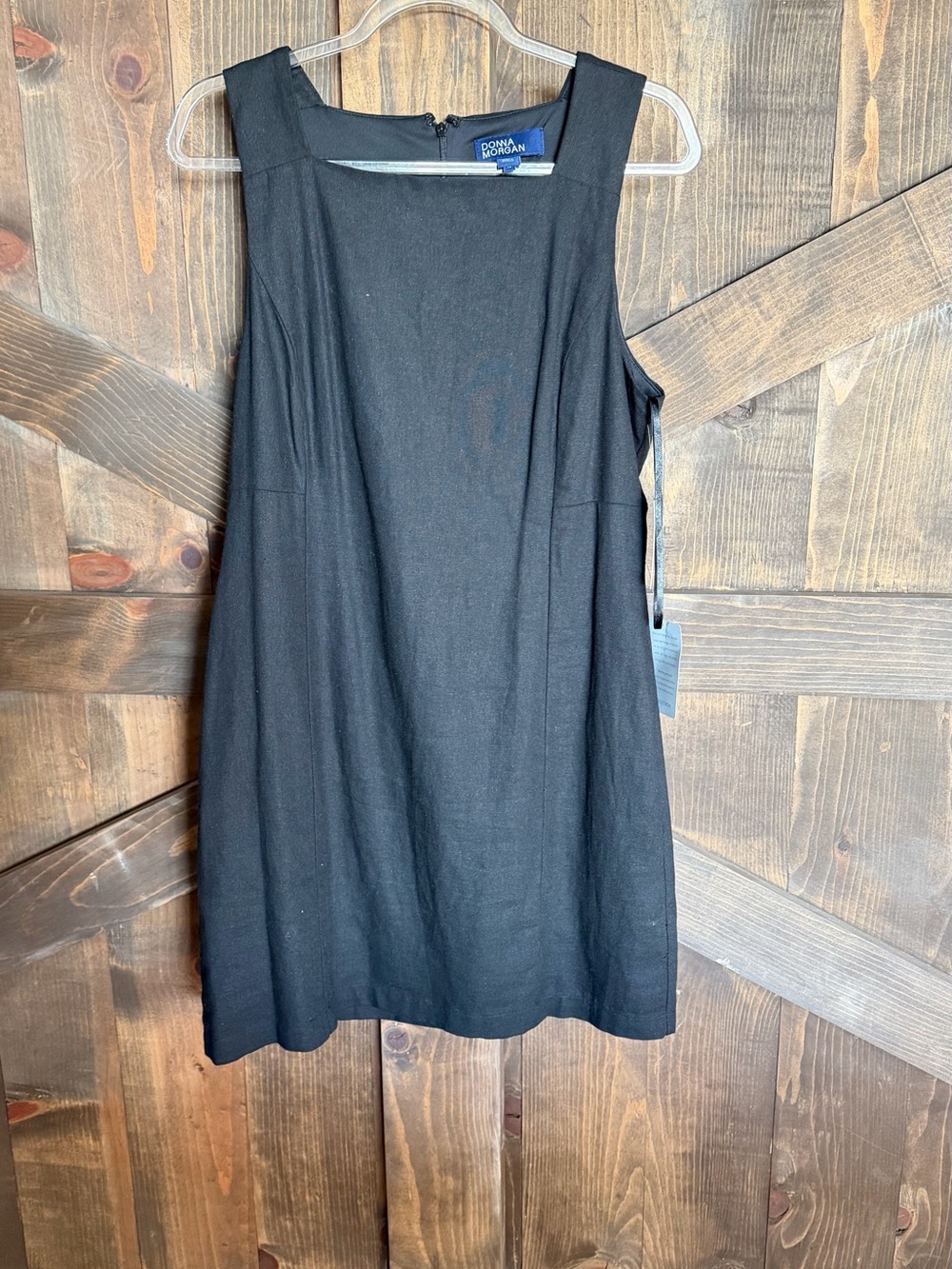 Donna Morgan Black Square Neck Sleeveless A-Line Dress